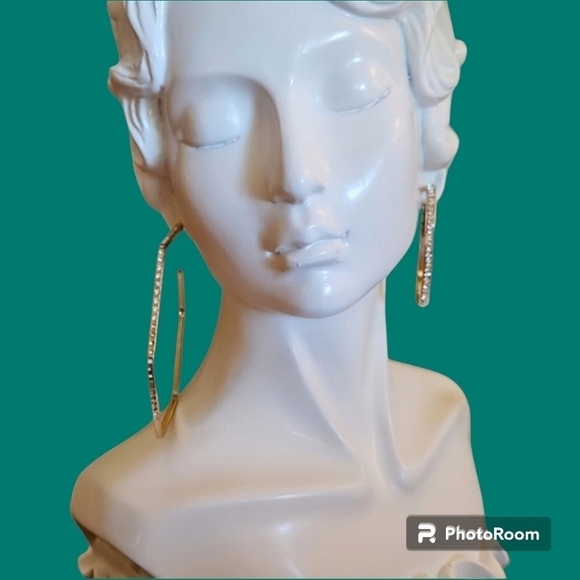 3/$30 Mismatched Jumbo Pave Geometric Hoop Whimsy Earrings - Picture 1 of 3